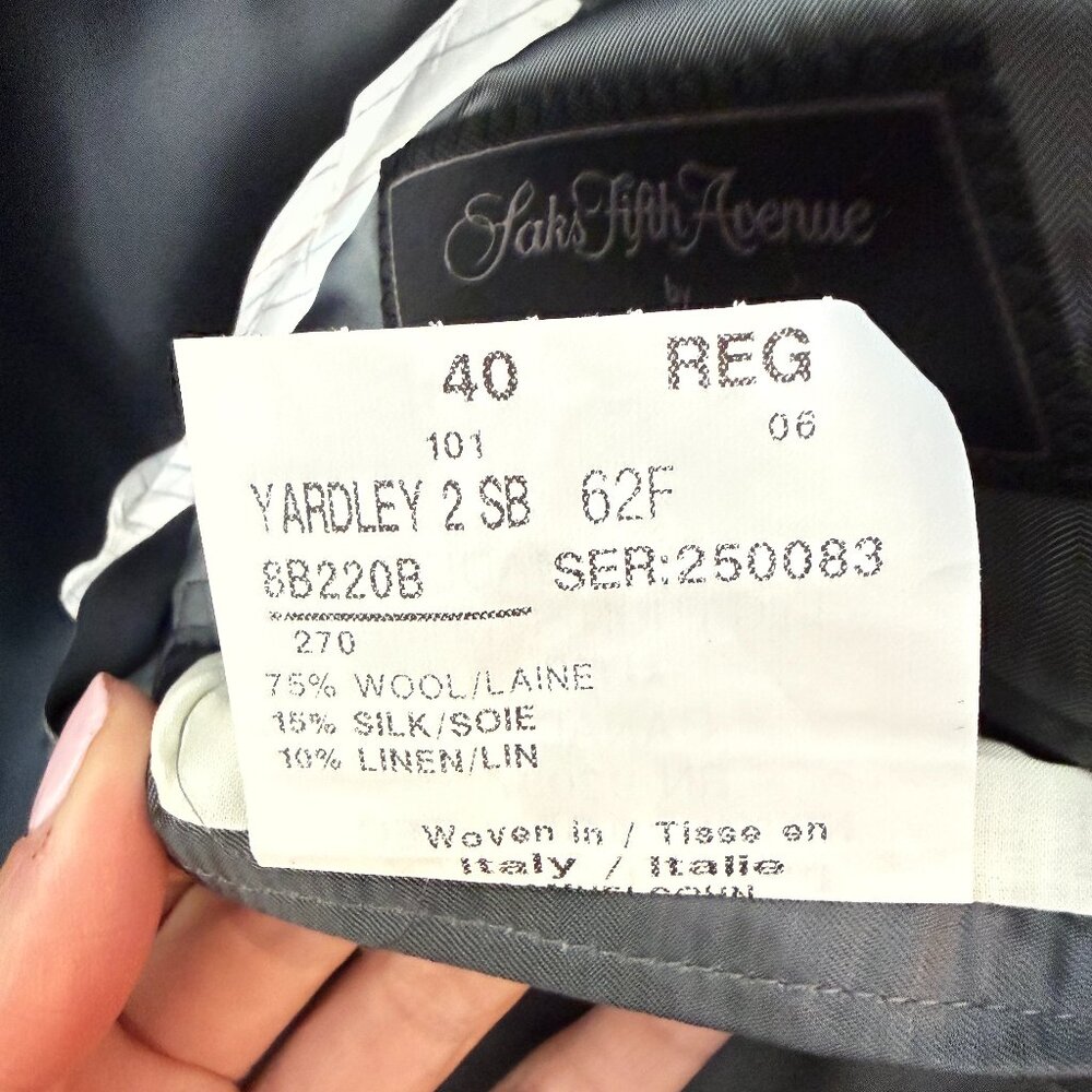 Samuelsohn Saks Fifth Avenue Men's Wool Silk Linen Plaid Blazer | Size 40R - Picture 6 of 8